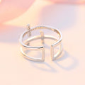 Doppelkreuz Zirkonring, Kupfer, verstellbar