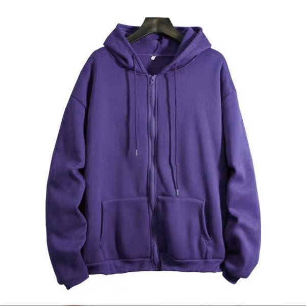 Hoodie Cardigan Solid-Fleece