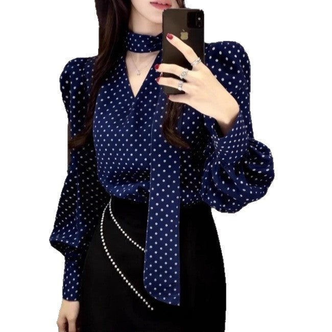 Polka-Dot Shirt mit Ribbons | LuxeStyle