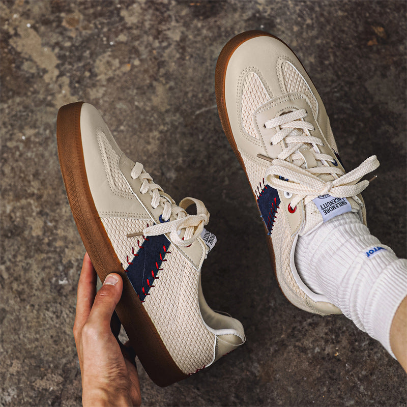 Beige Low-Top Sneaker mit Mesh-Einsatz – Bild 5 | LuxeStyle
