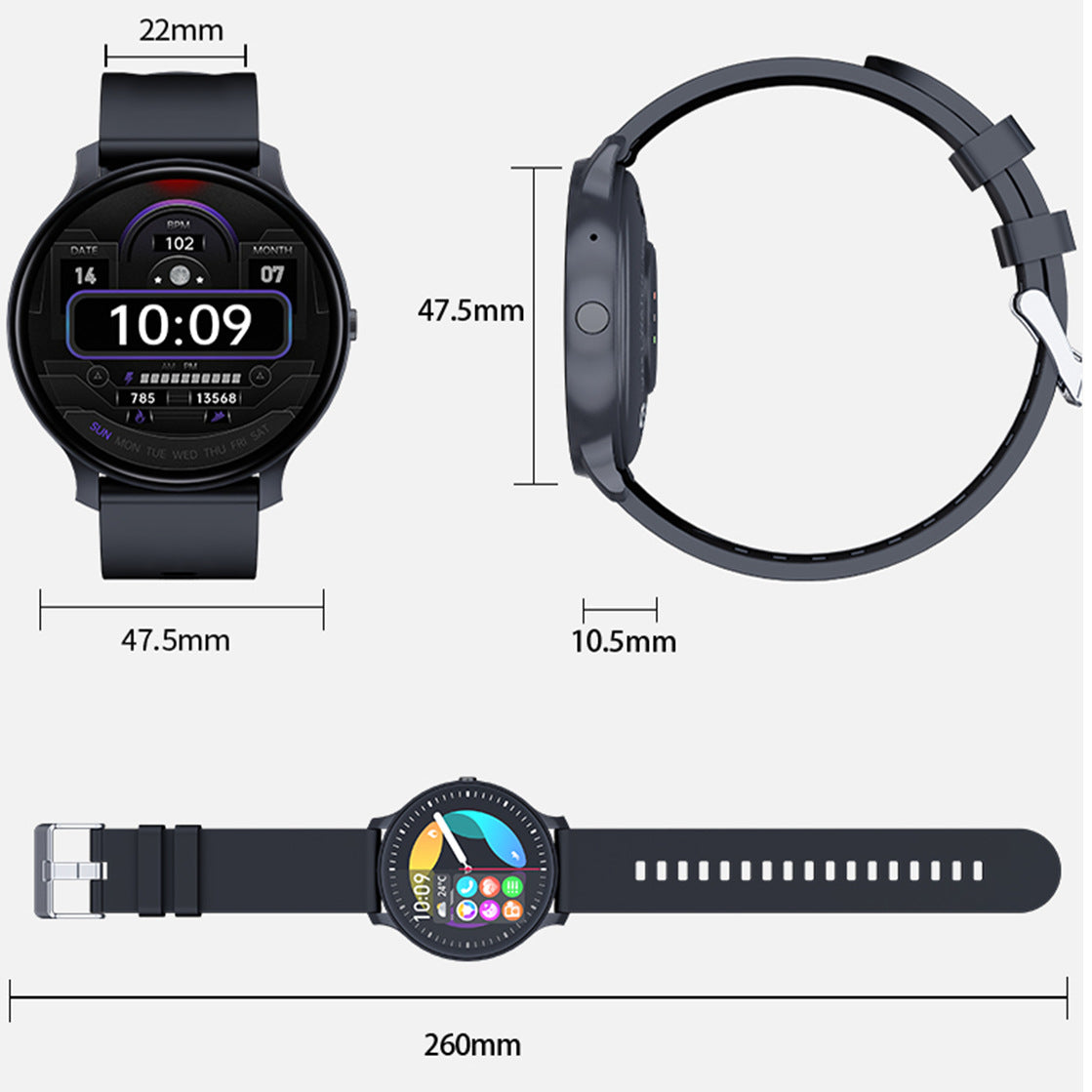 Smartwatch mit Gesundheits- und Fitnessfunktionen