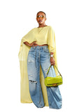 Mesh Maxi Cape mit Fledermausärmeln | LuxeStyle