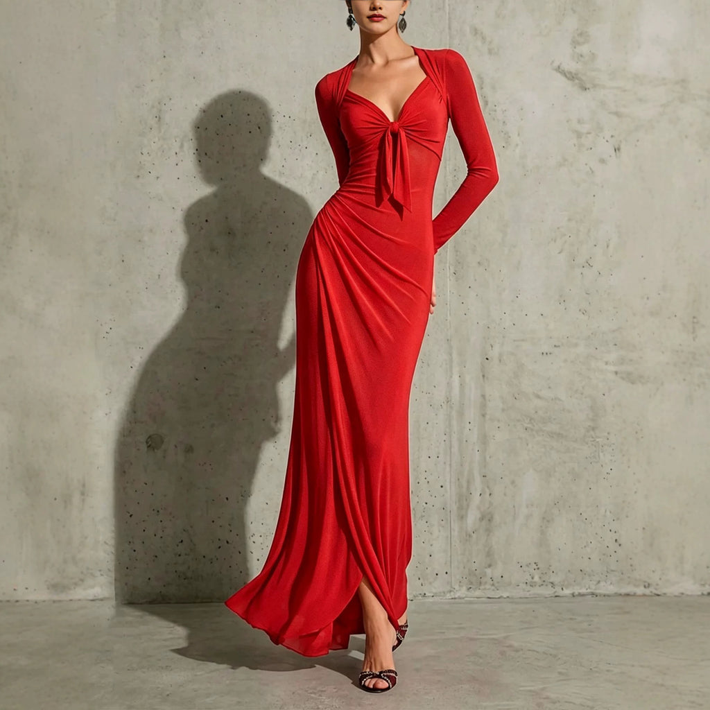 V-Ausschnitt Maxi-Kleid