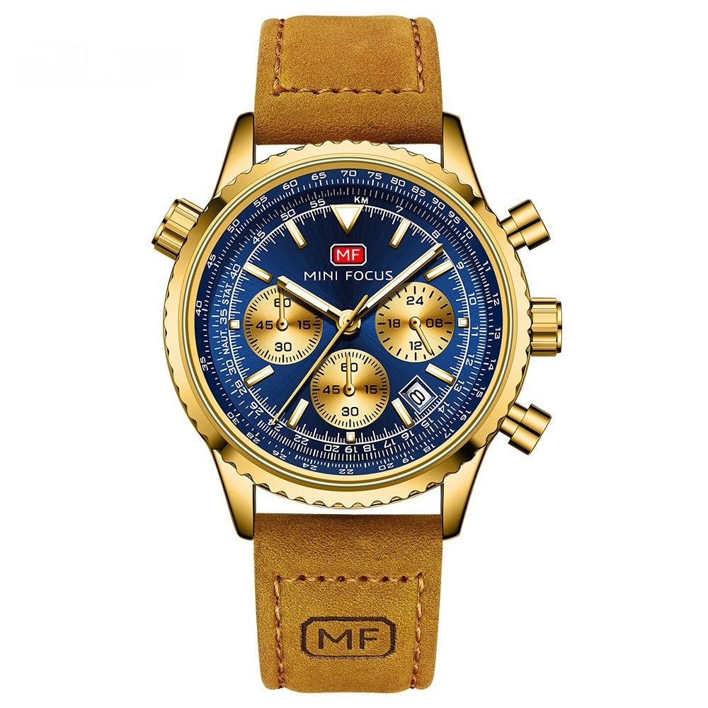 Herren-Chronograph mit Lederarmband