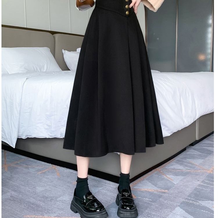 Eleganter Midirock aus Wolle mit hohem Bund