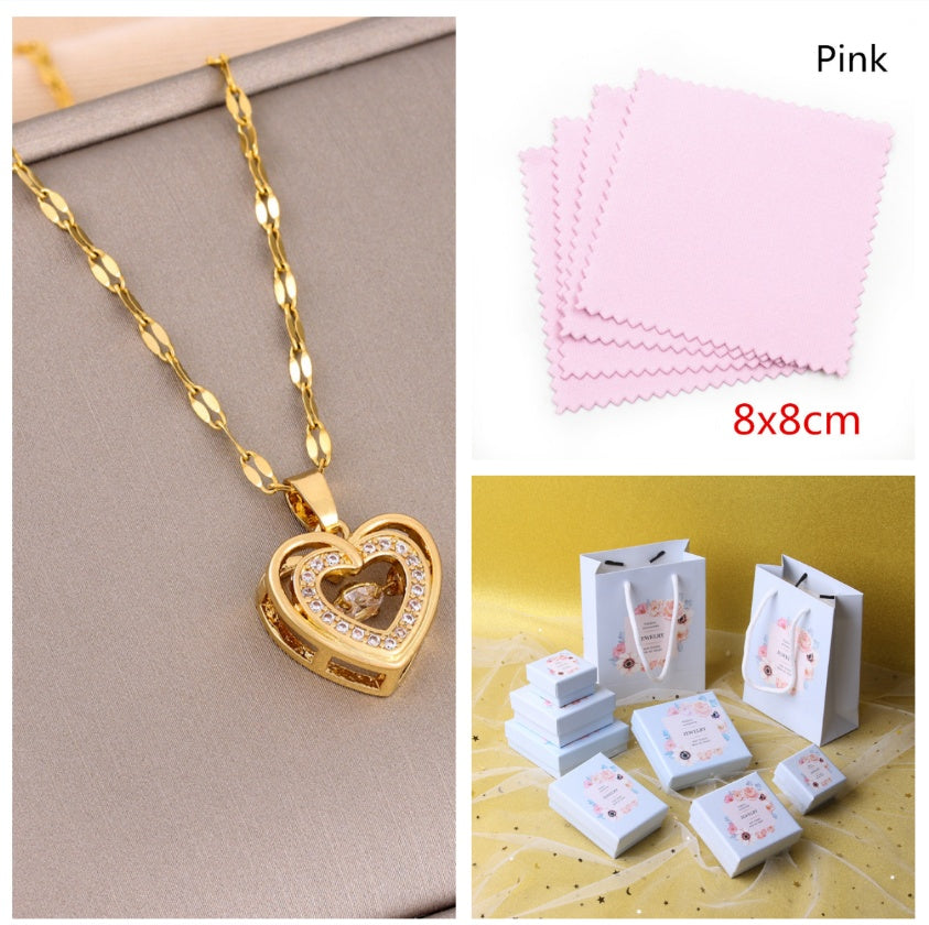 Zweischichtige Liebeskette mit Glitzersteinen – Valentinstagsgeschenk