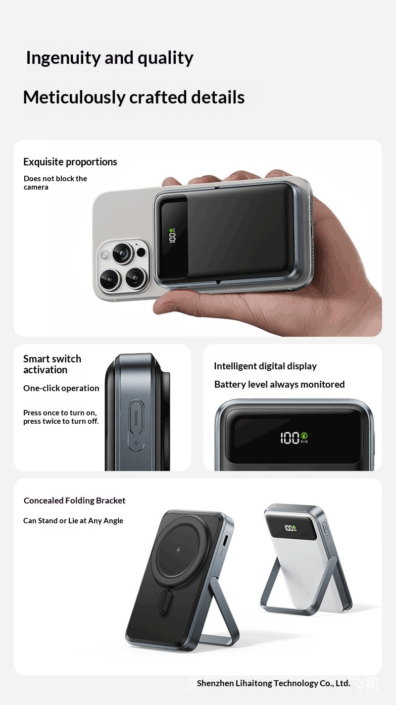 Kabellose Powerbank mit Kabel und Magnet