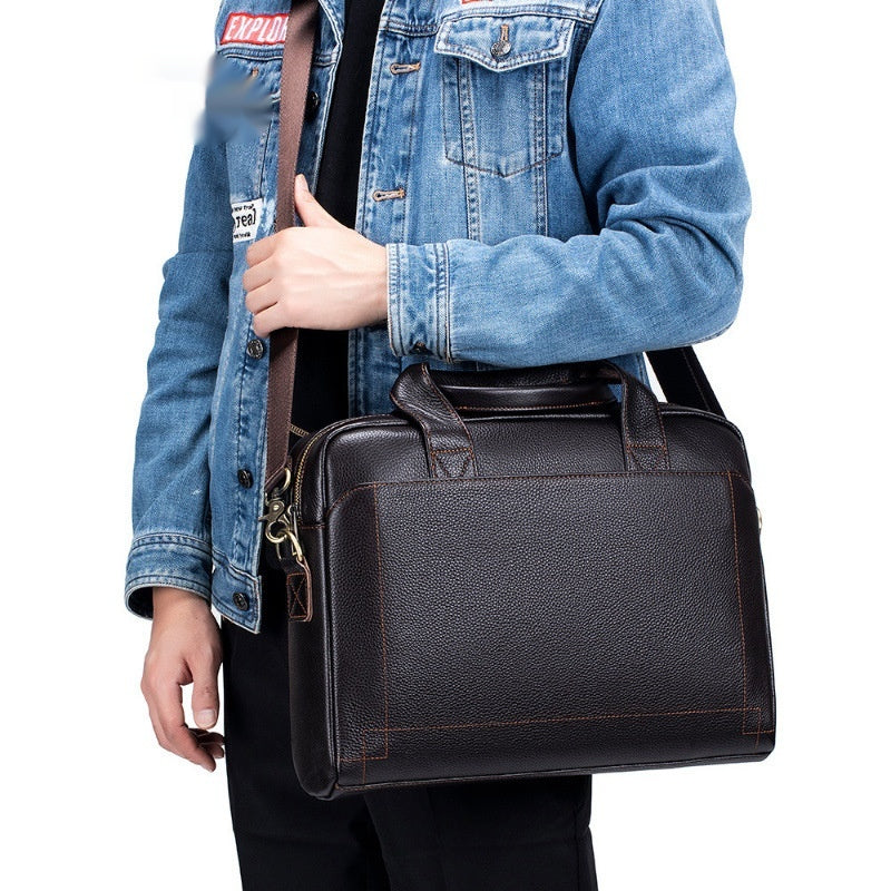 Leder-Umhängetasche für Herren, 15 Zoll, schwarz – Bild 5 | LuxeStyle