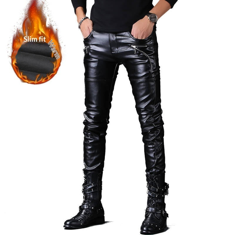 Winddichte slim-fit Lederhose Herren