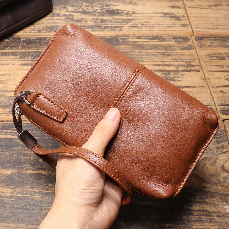 Herren-Leder-Clutch mit Reißverschluss