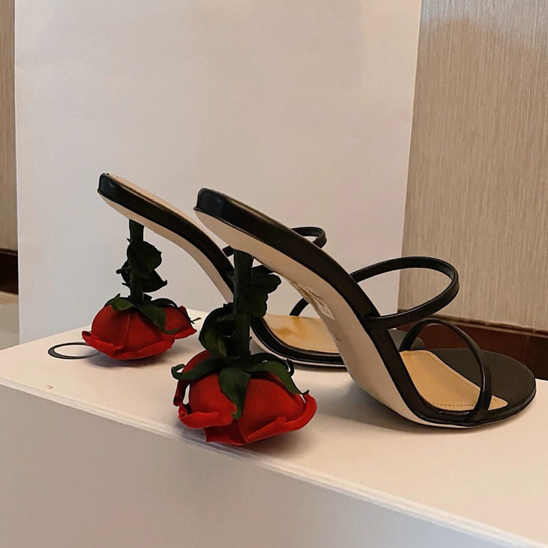 Schwarze Mikrofaser Sandalen mit Stiletto Absatz – Bild 7 | LuxeStyle
