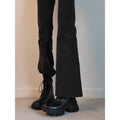 Stylische schwarze Motorradstiefel mit Reissverschluss