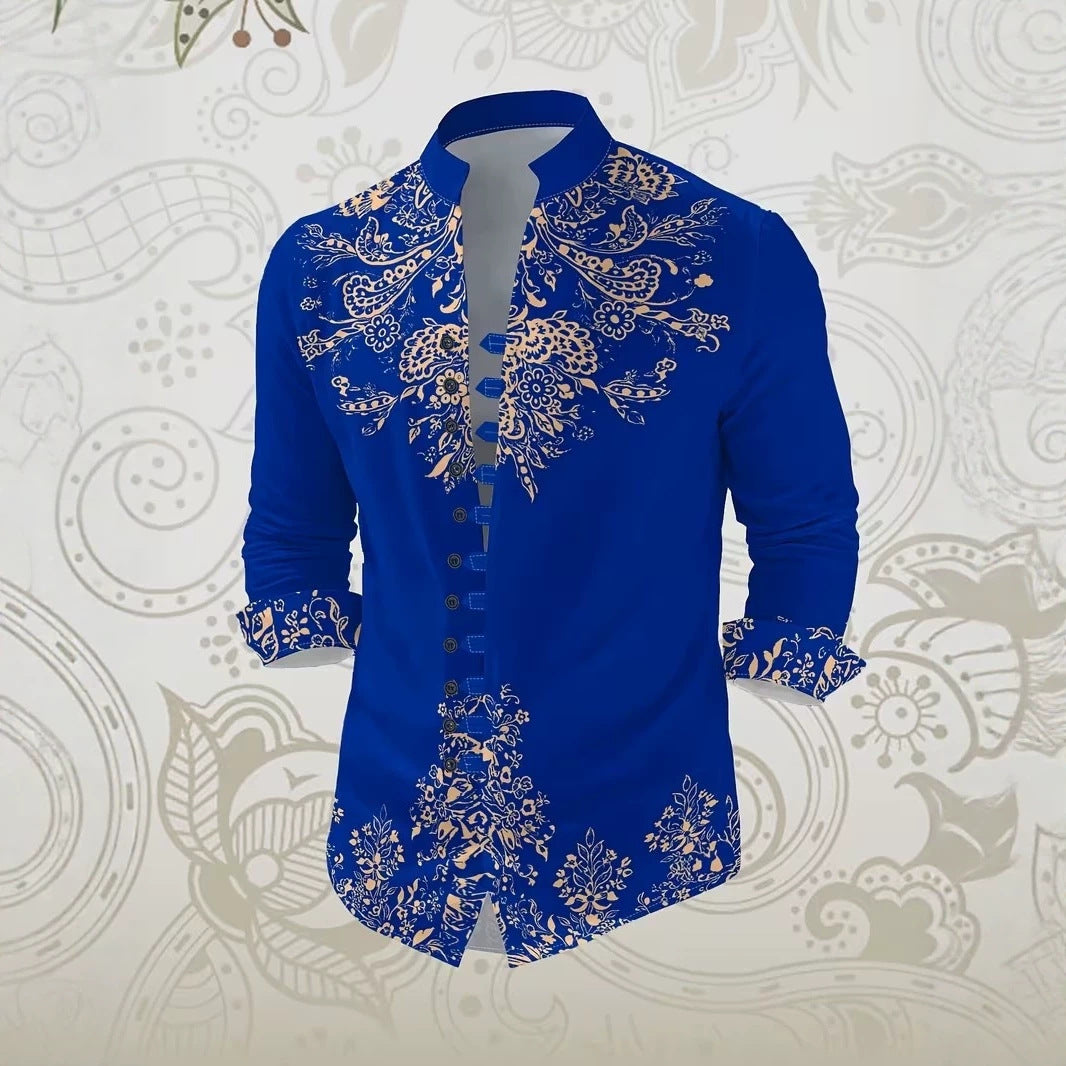 Langärmliges Herren-Mandarin-Kragen-Shirt – Bild 19 | LuxeStyle