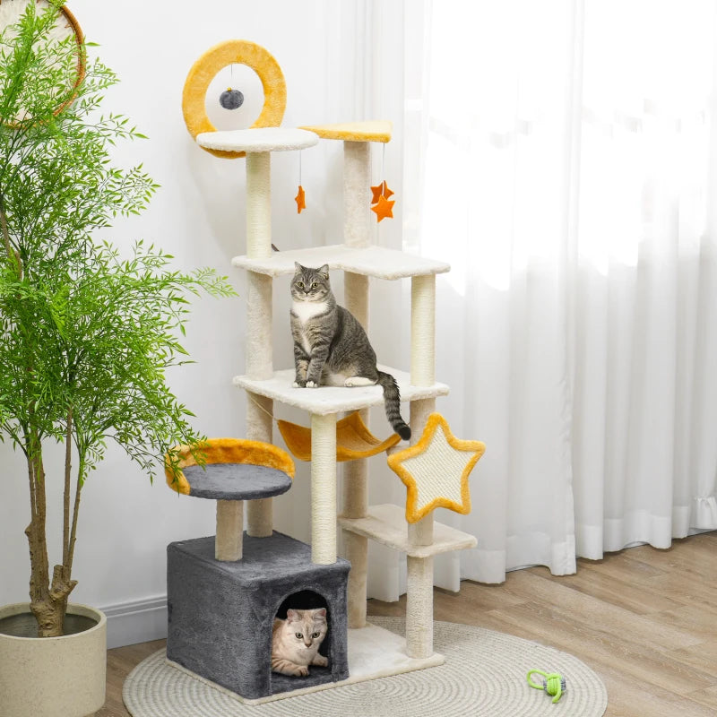 PawHut Katzenbaum Mond & Sterne Beige