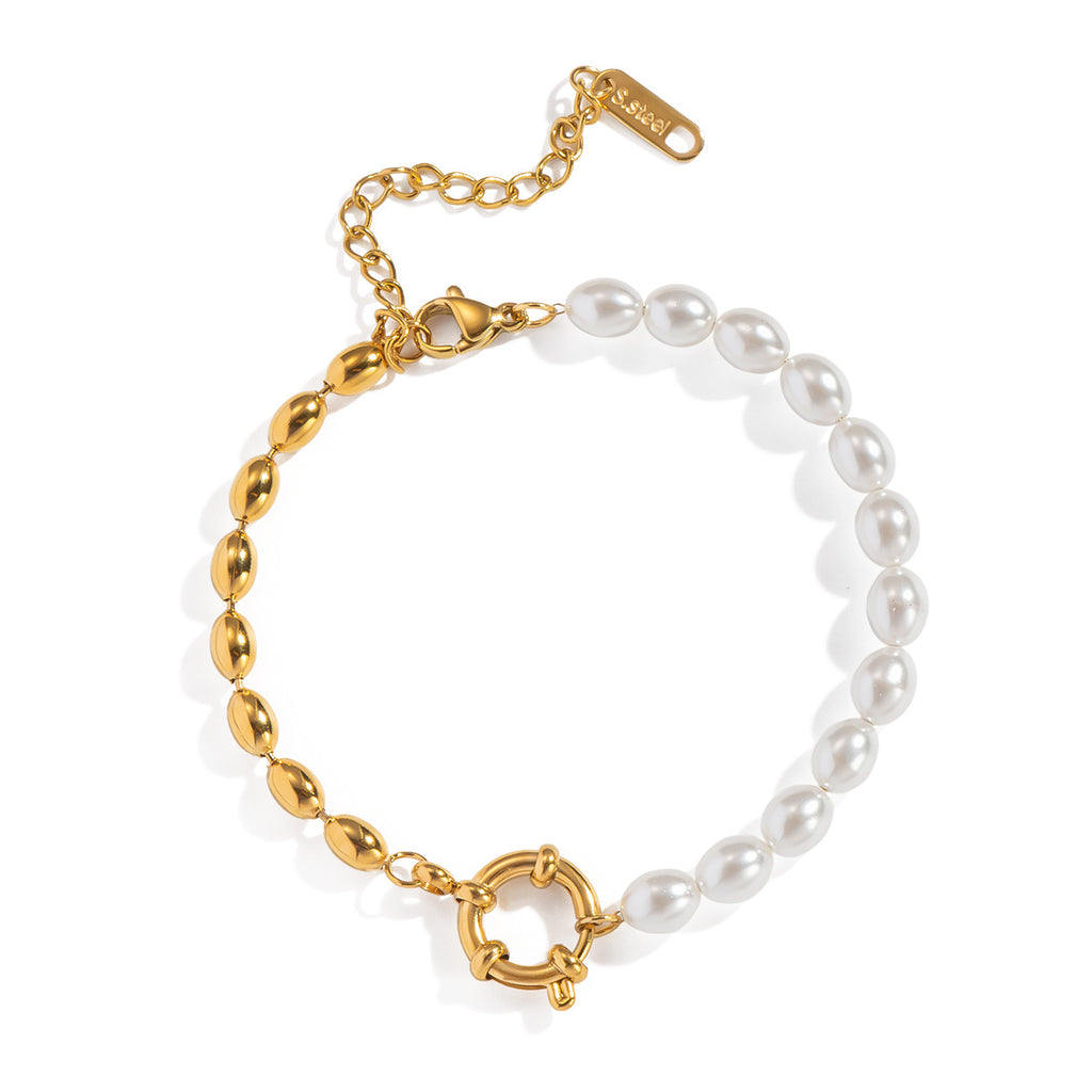 Retro-Armband mit ovalen Goldperlen