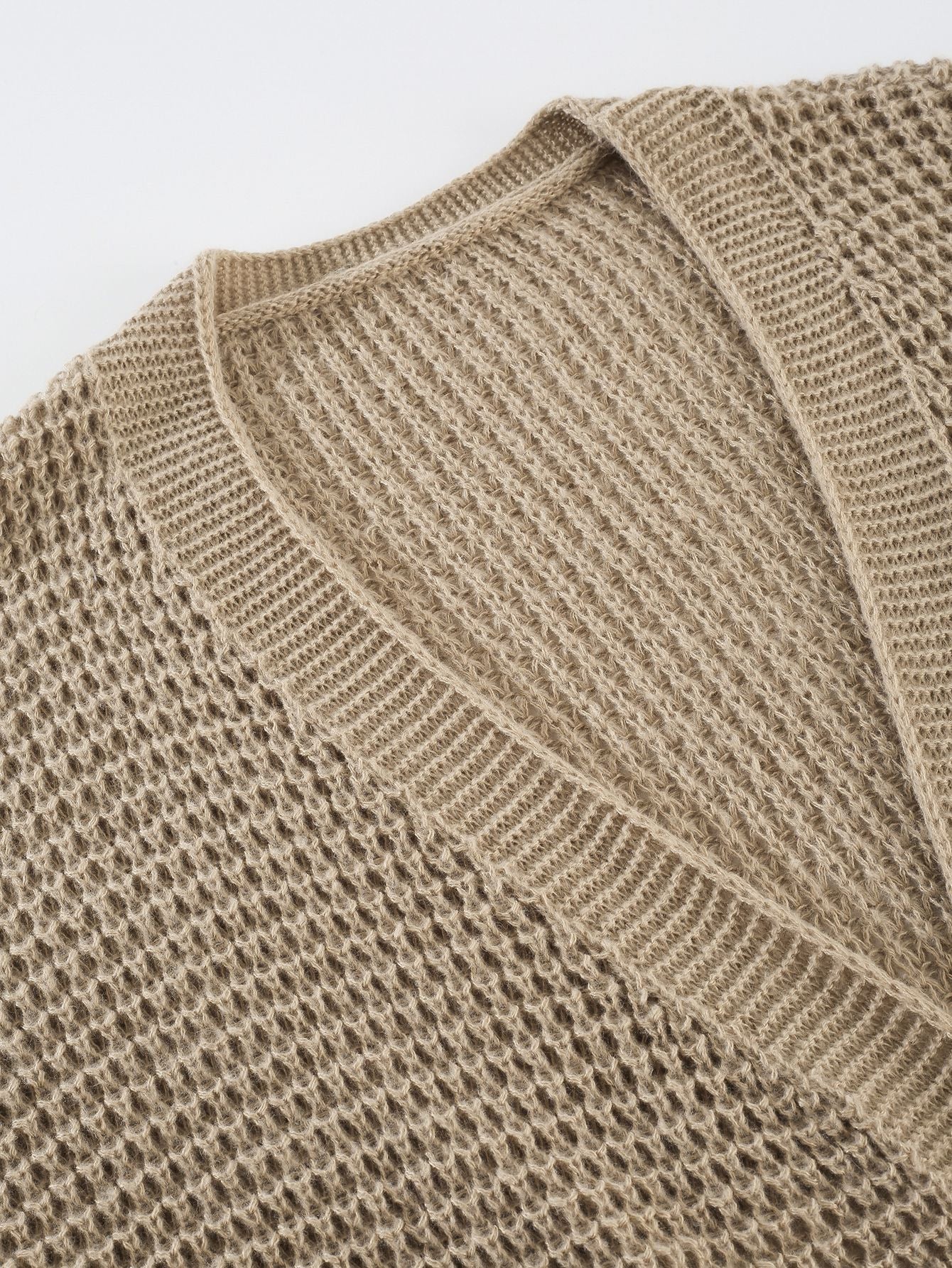 Boho Plus-Grösse Langarm Strickcardigan mit Laternenärmeln