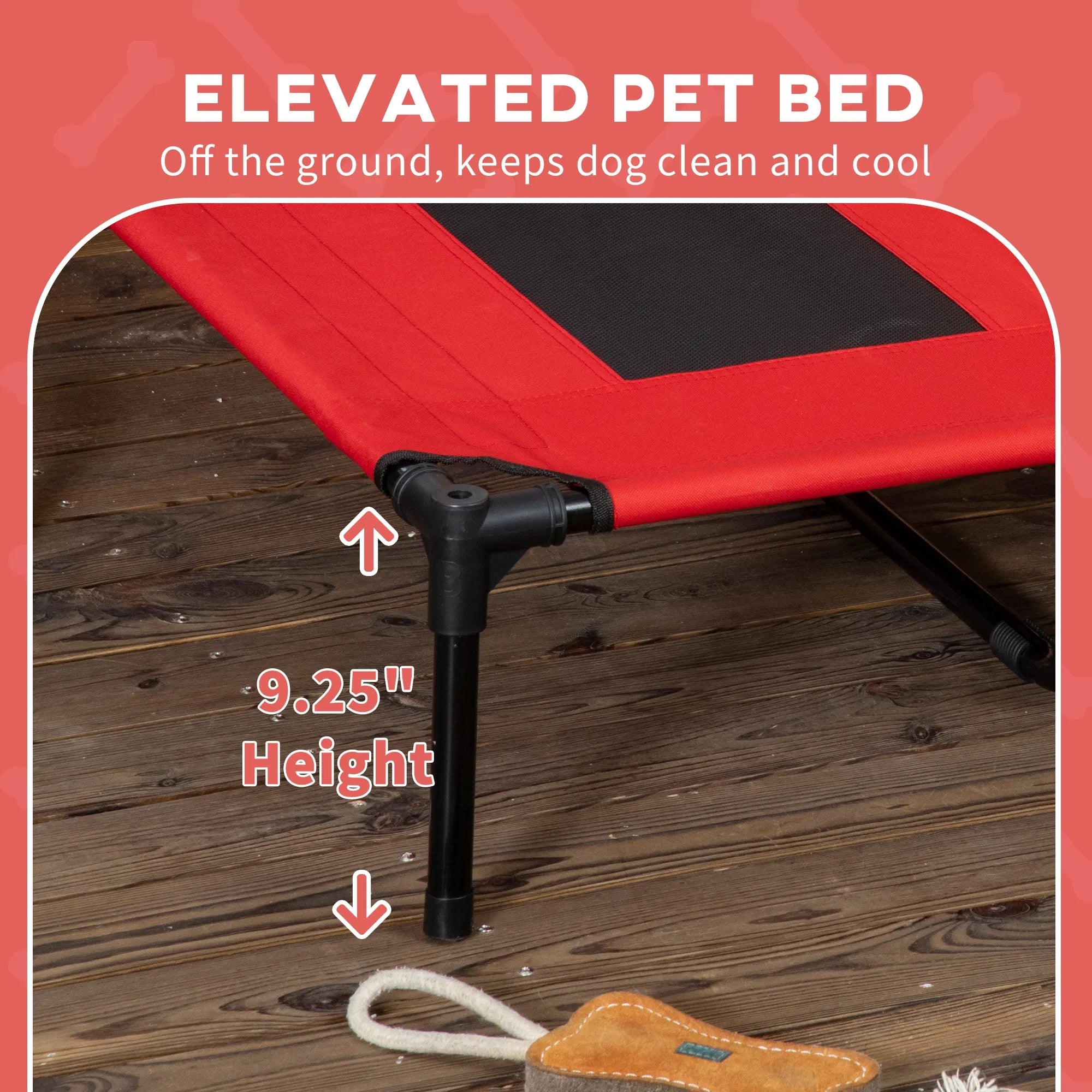 Erhöhtes Hundebett mit UV-Schutz-Dach