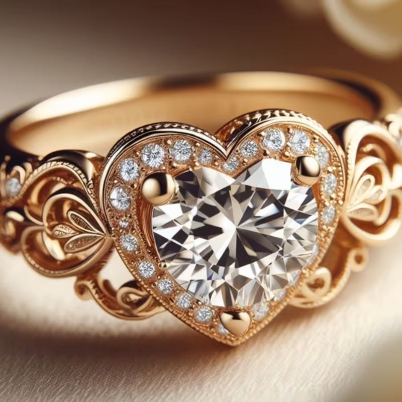 Herz-Ring Roségold · Zirkonia verziert