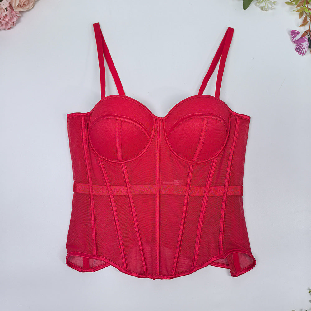 Fishtail Korsett-Top mit transparenten Trägern
