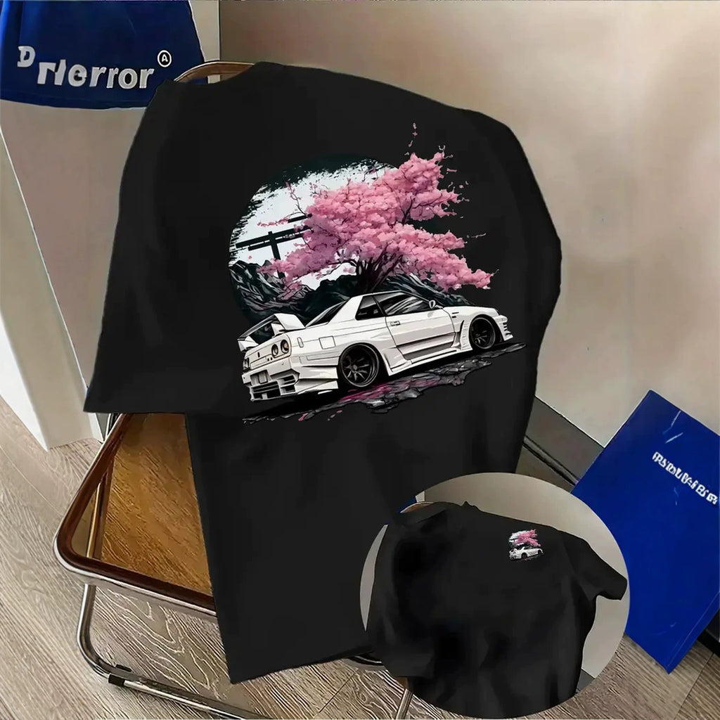 Herren Racing-Print T-Shirt Leicht und atmungsaktiv