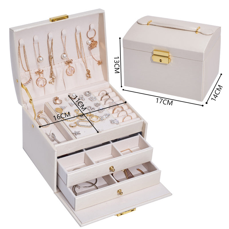 3-lagige Retro Schmuckbox mit Schloss – Bild 3 | LuxeStyle