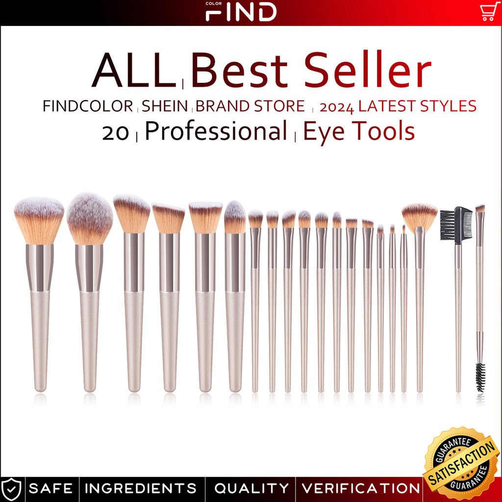 LuxeStyle 20-teiliges Make-up Pinselset Champagner – Bild 9 – LuxeStyle Schweiz