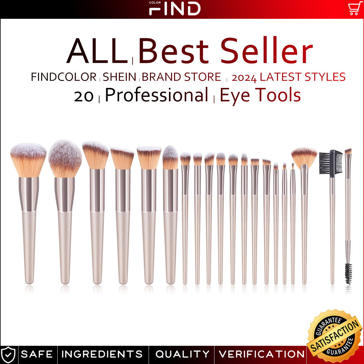LuxeStyle 20-teiliges Make-up Pinselset Champagner – Bild 9 – LuxeStyle Schweiz