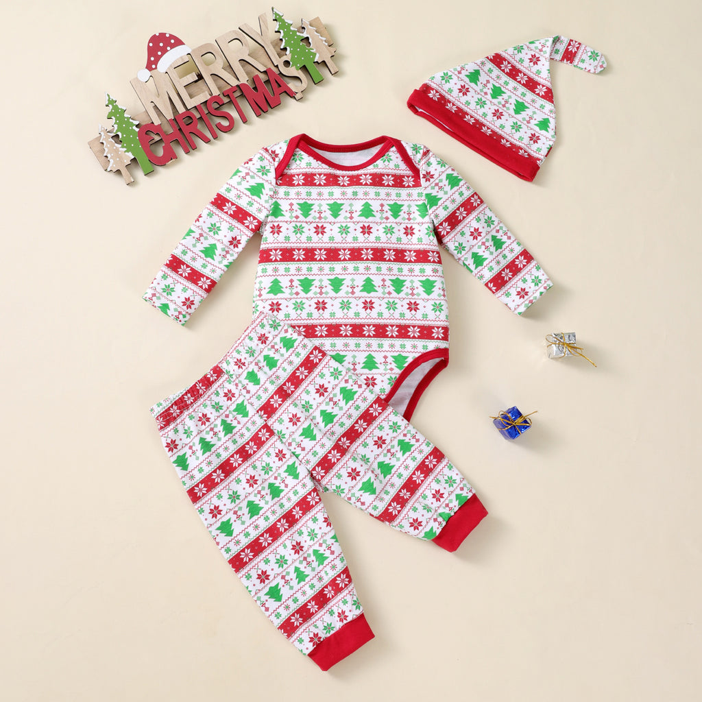 Weihnachtsbaum-Print Body mit Hose und Mütze · 3 Stück – Bild 2 | LuxeStyle