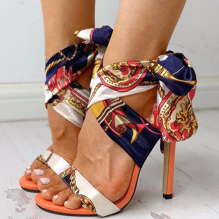 Damen-Open-Toe-Stilettos mit Schleifen-Detail