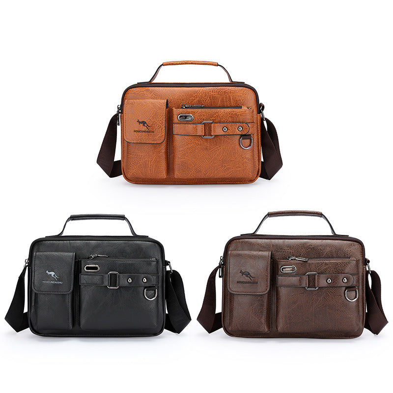 Retro PU Schultertasche Herren Großvolumen