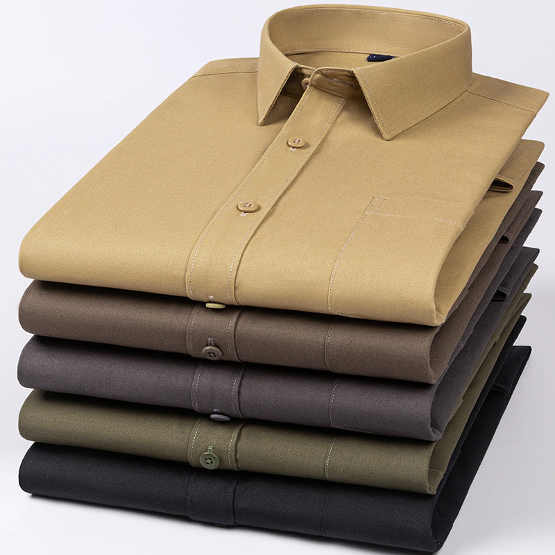 Khaki Langarmhemd für Herren – Bild 3 | LuxeStyle