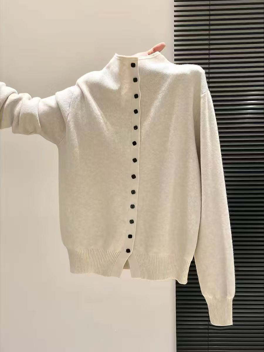 Strick-Cardigan mit Stehkragen