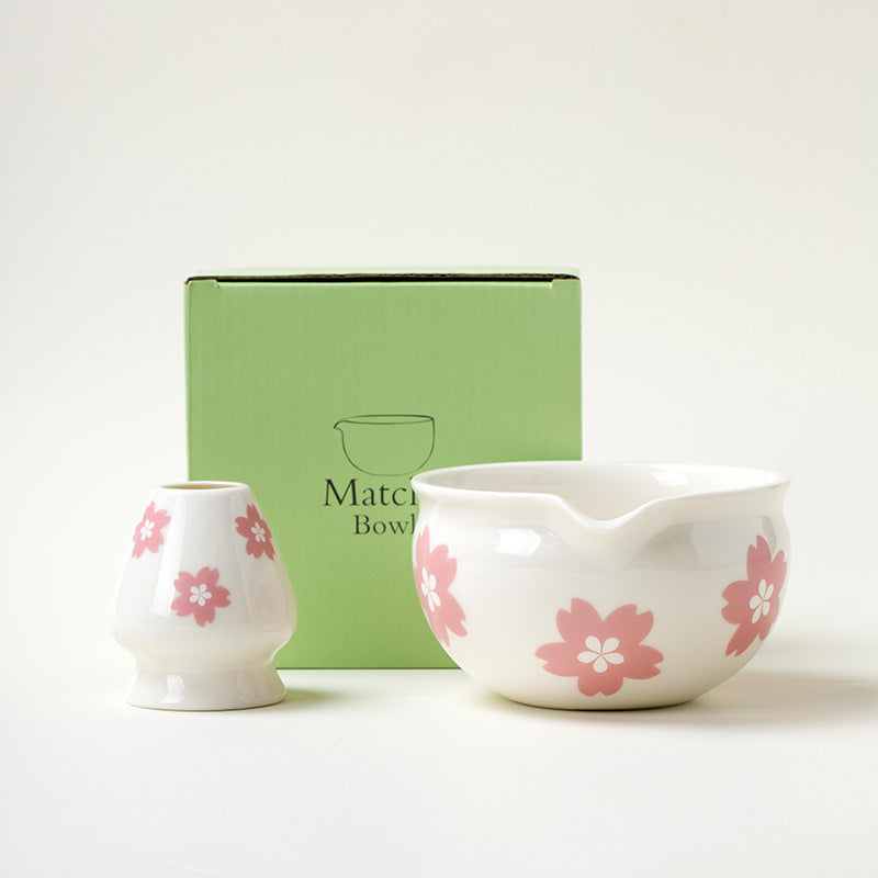 Matcha-Schale mit Blumenmuster