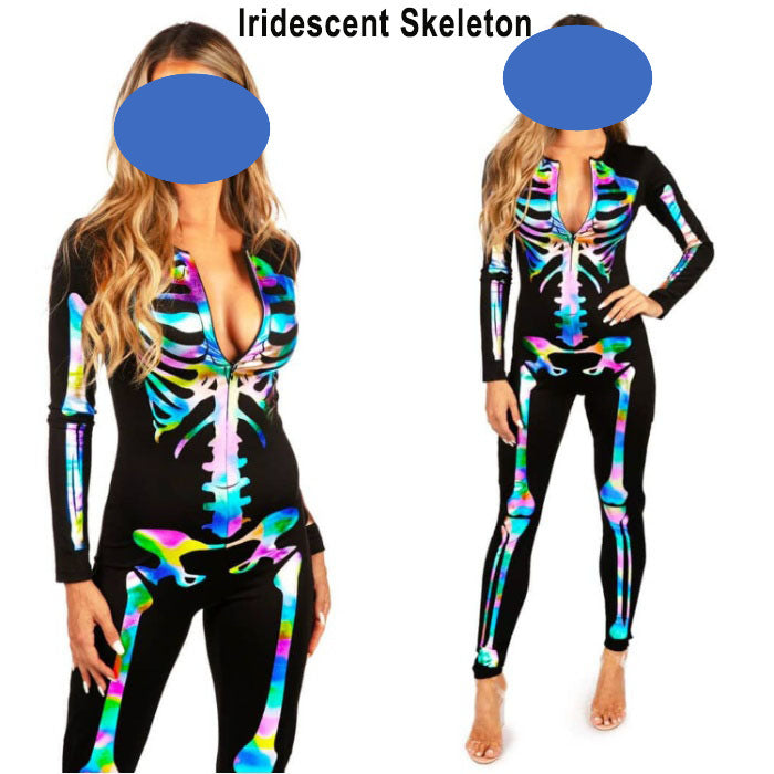 Skelett-Jumpsuit mit langen Ärmeln
