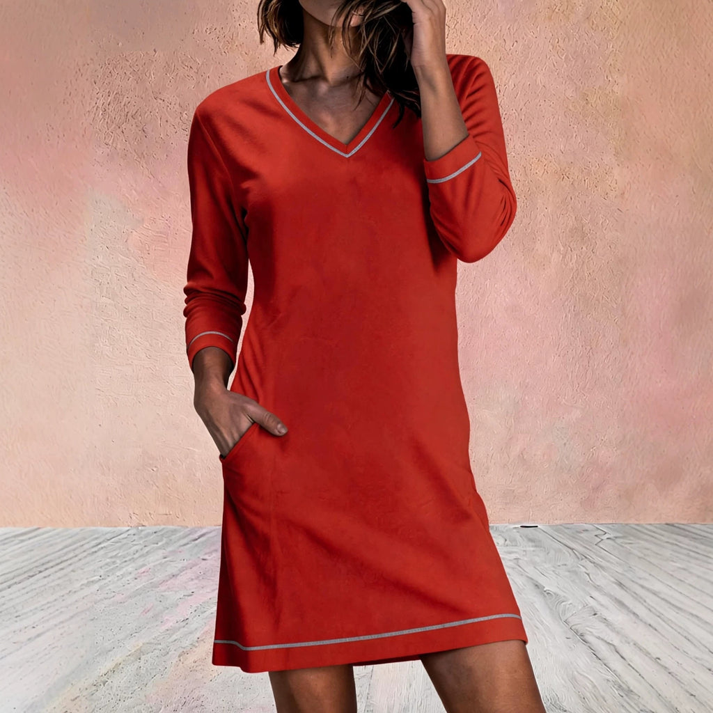 V-Ausschnitt 3/4-Arm Minikleid