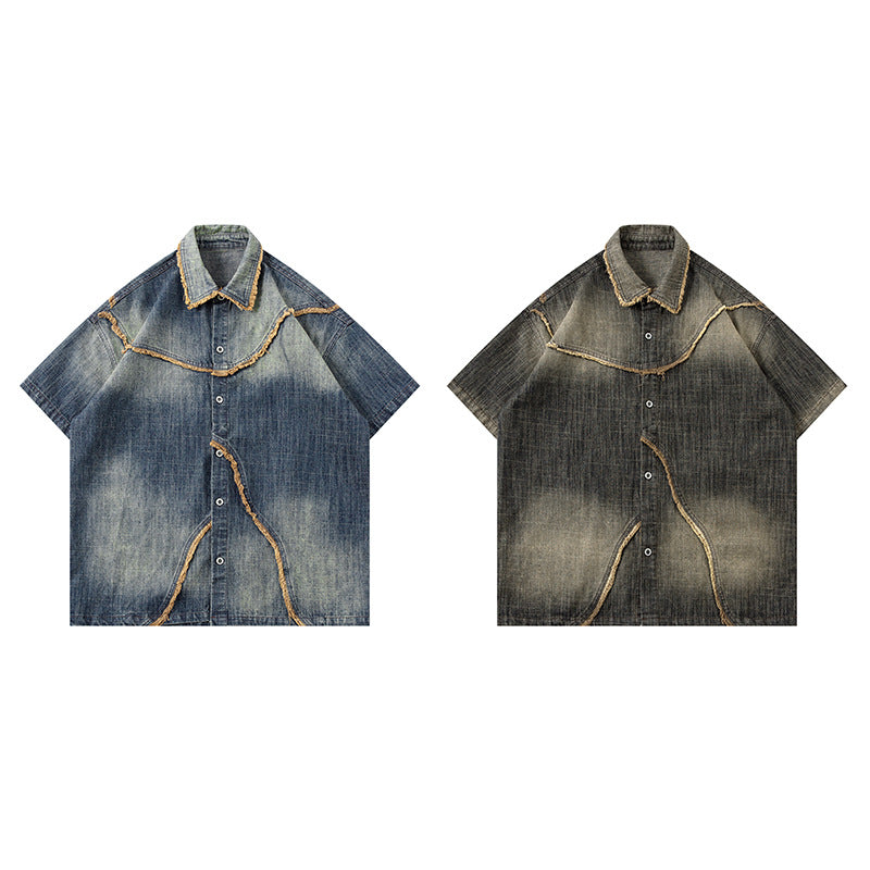 Waschfarbenes Denim-Shirt mit Gradient
