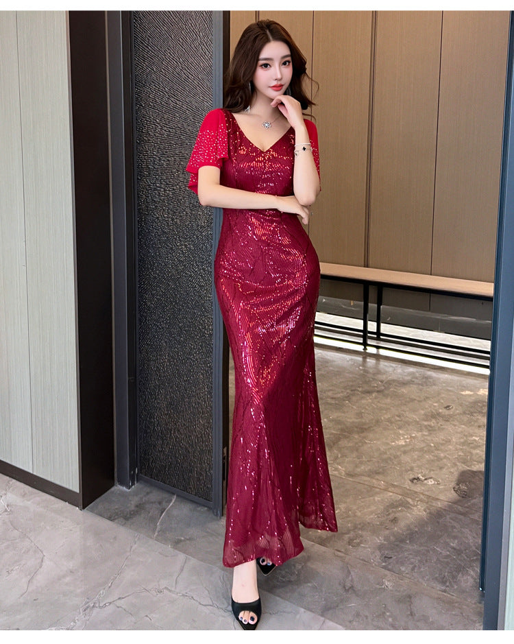 Langes Abendkleid mit Pailletten – Bild 8 | LuxeStyle