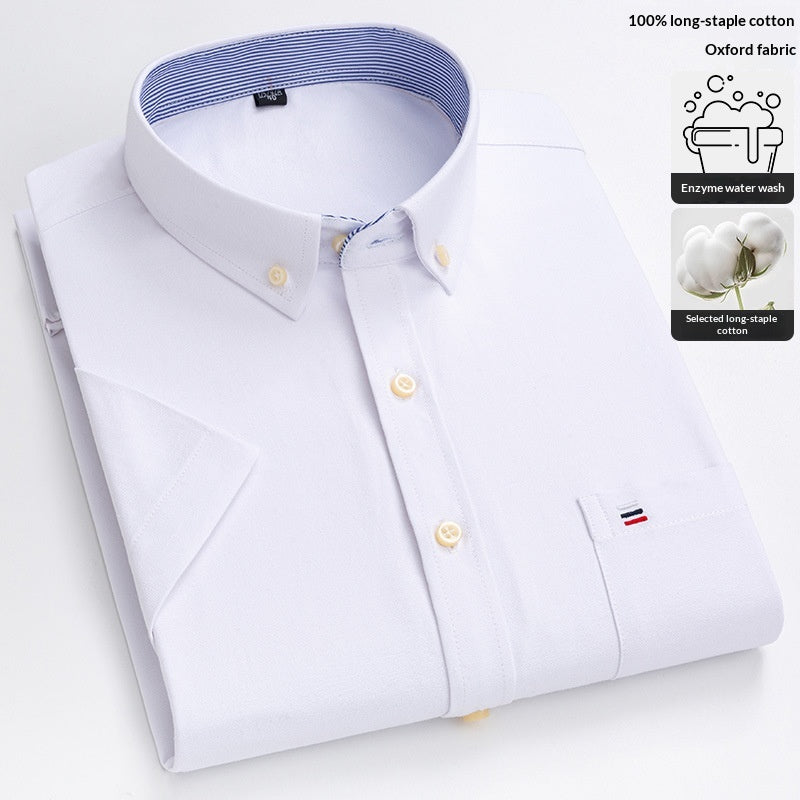 Herren Oxford Baumwollhemd Kurzarm
