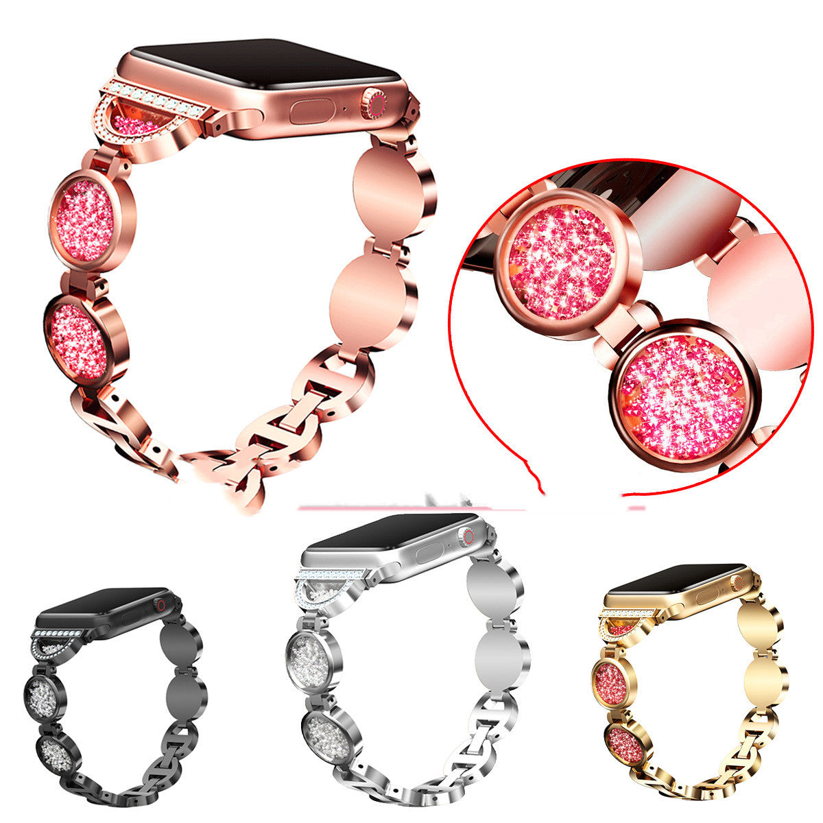 Uhrenarmband aus Legierung mit Strass und Quicksand – Bild 2 | LuxeStyle