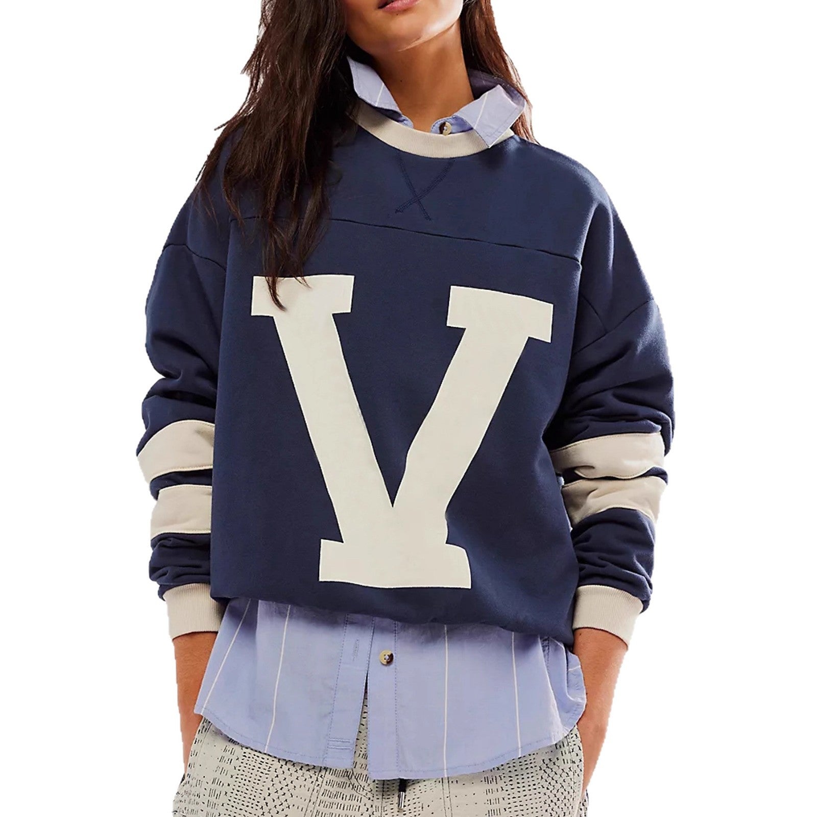 Color-Blocked Hoodie mit Letter-Print