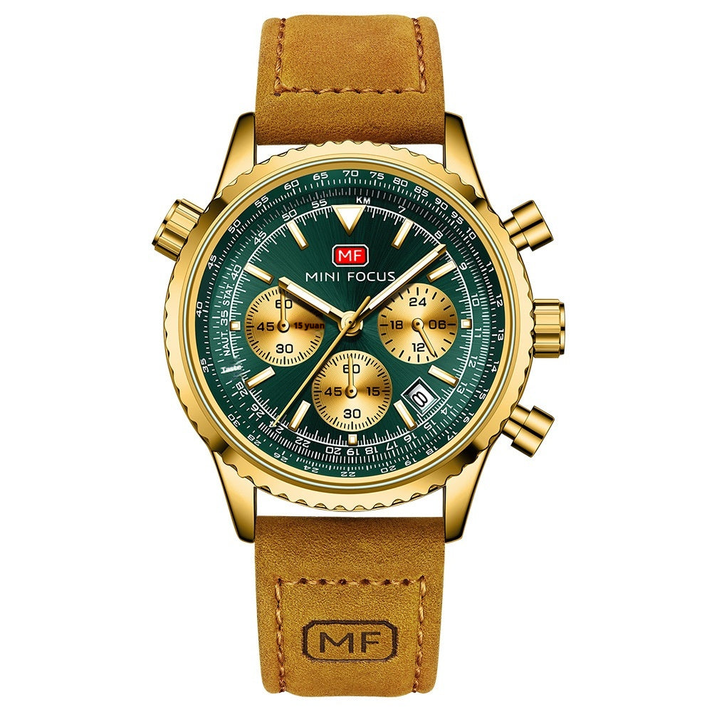 Herren-Chronograph mit Lederarmband