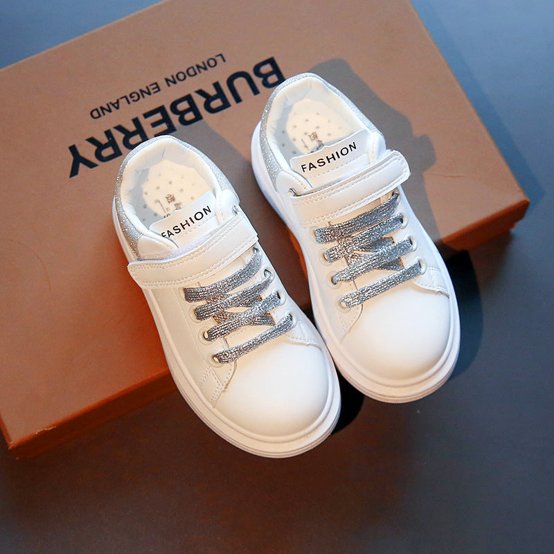 Kinder Soft-Sohlen Leder Freizeitschuhe mit Glitzer