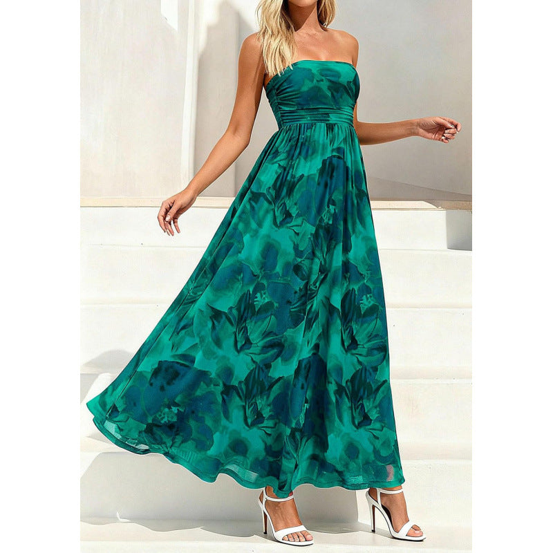 Vintage Bandeau Maxikleid mit Blumenmuster – Bild 3 | LuxeStyle