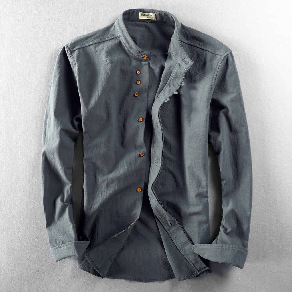 Vintage Slim-Fit Hemd mit Mandarin-Kragen