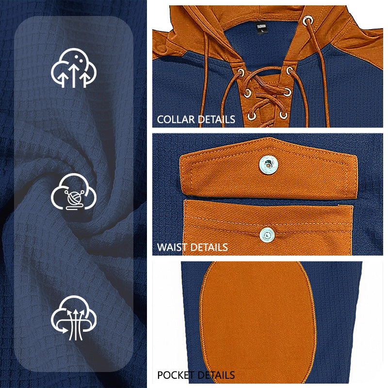 Herren Hoodie Langarm Waffel-Webung