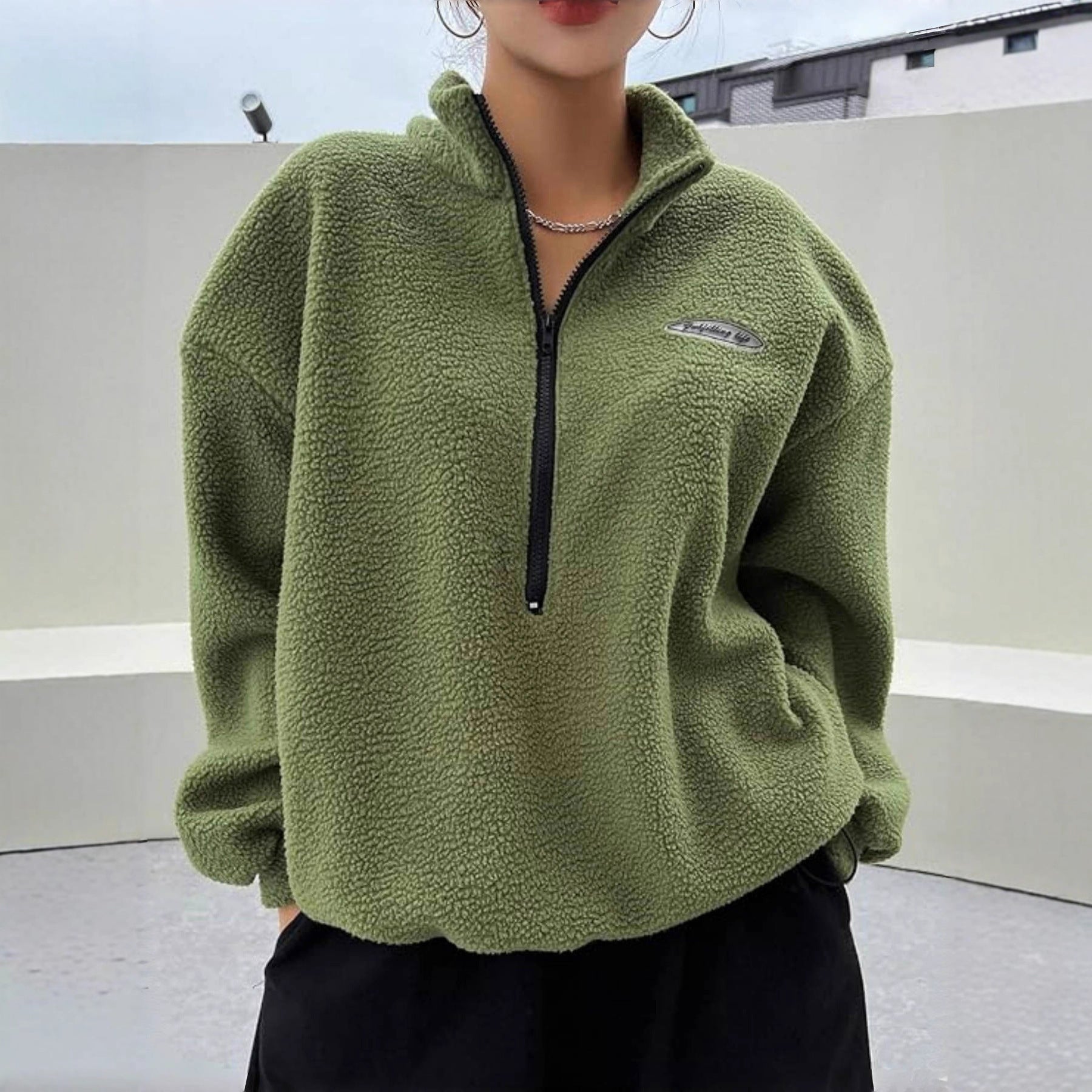 Damen Sweatshirt mit Schlaufe und Aufschrift