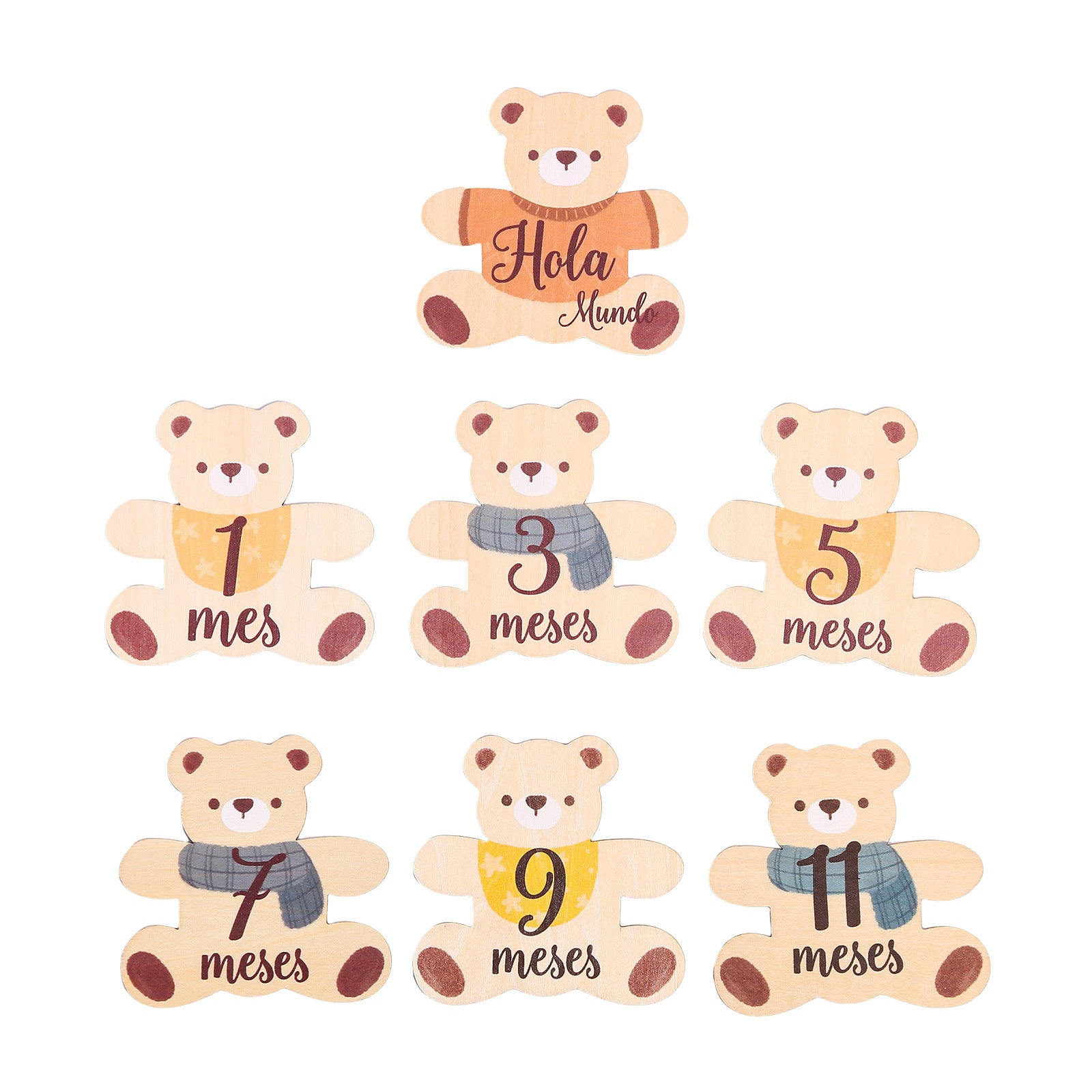 Meilenstein-Display aus Holz für Babyfotos