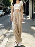 High-Waist Wide Leg Stoffhose