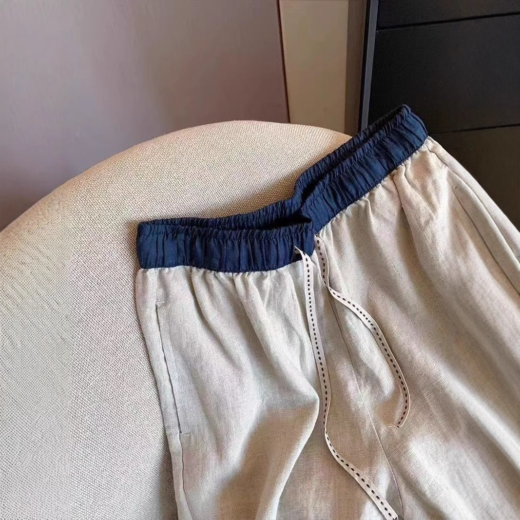 Weite Freizeithose mit Kontrastbund