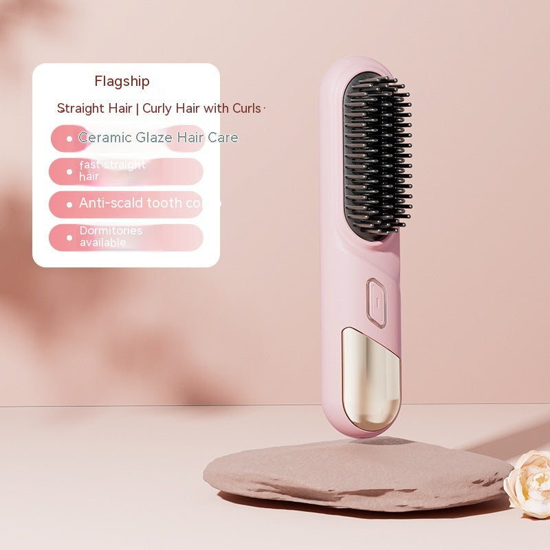 Kabelloser 2-in-1 Glättkamm mit Ionen-Pflege